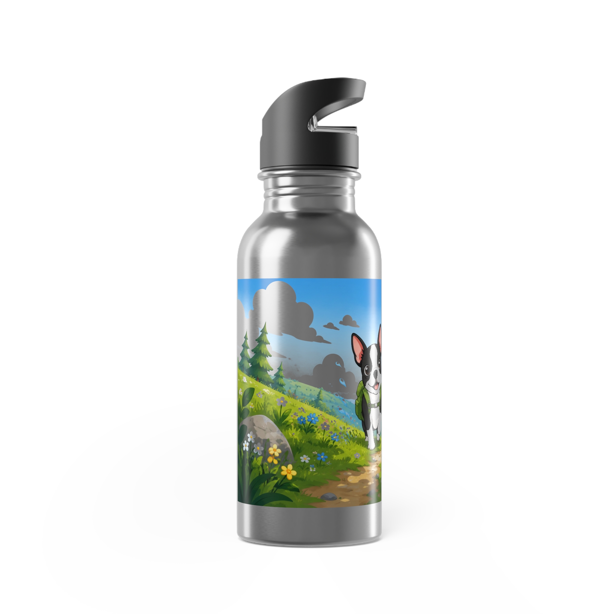Personalized 20oz Stainless Steel Water Bottle with Straw — 'Iggy & Penny' Cute Cartoon Floral Design - Image 3