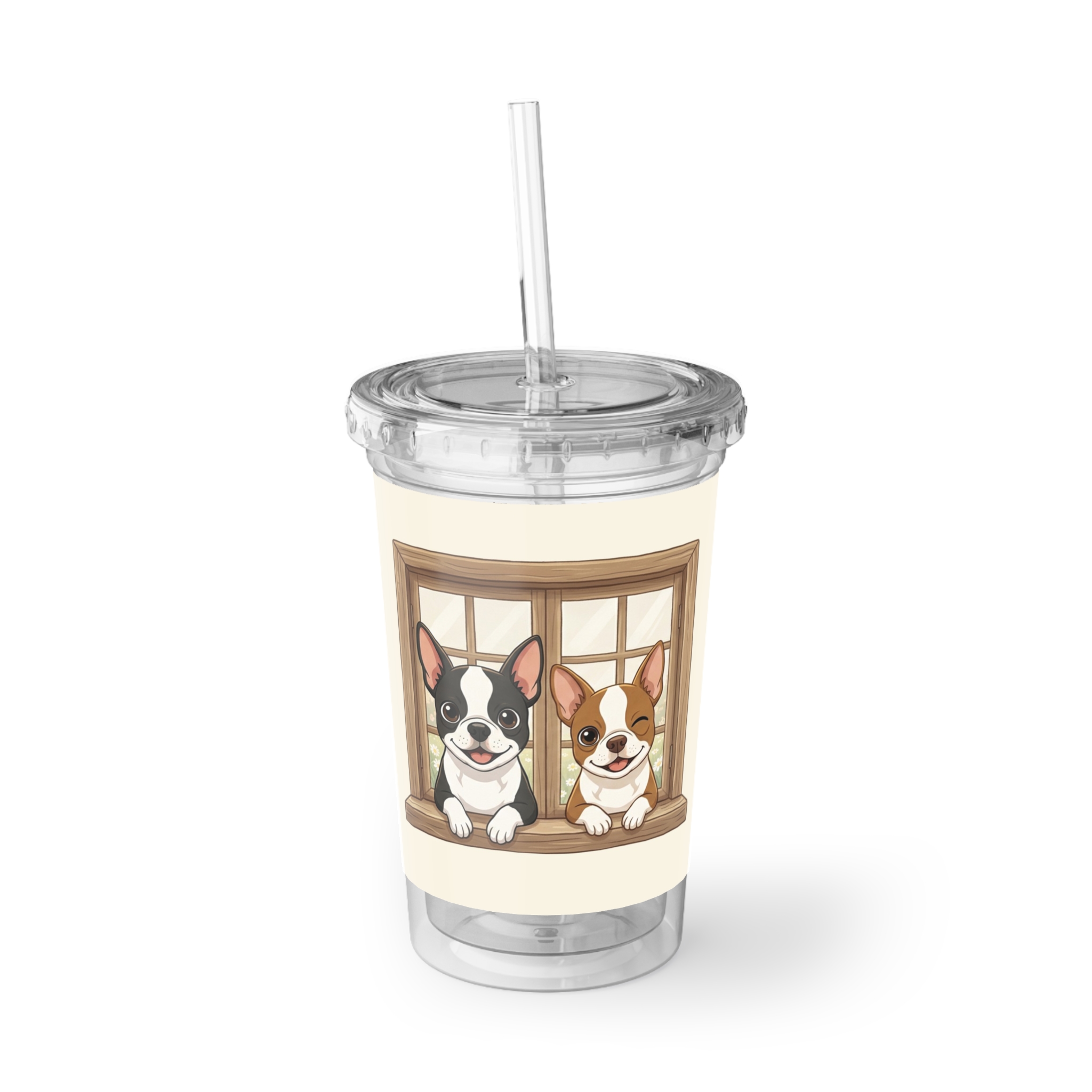 Boston Terriers Window Acrylic Tumbler – Cute Dog Lover Travel Cup