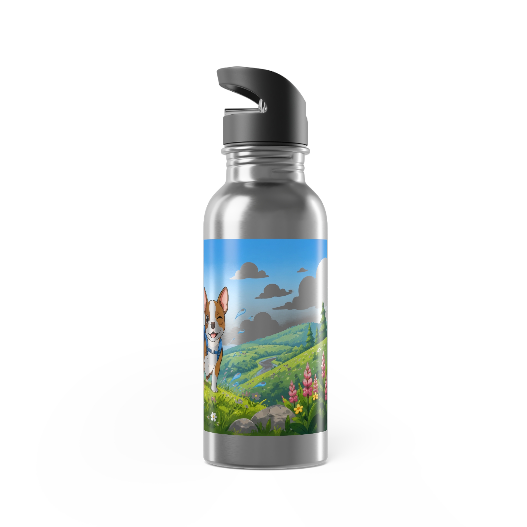Personalized 20oz Stainless Steel Water Bottle with Straw — 'Iggy & Penny' Cute Cartoon Floral Design - Image 4