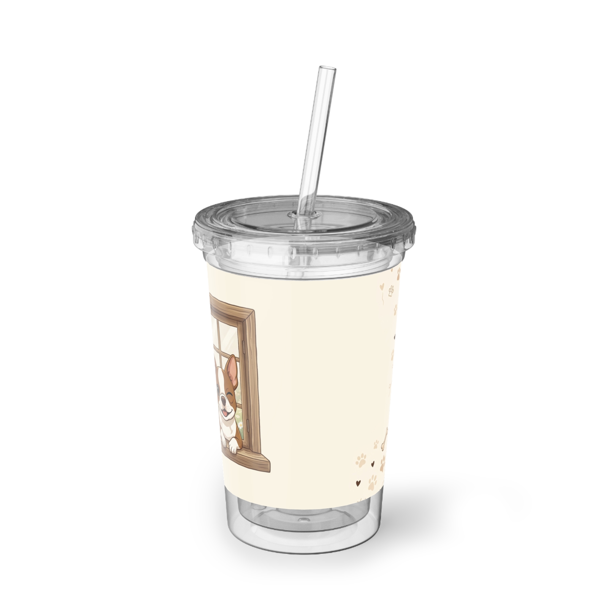 Boston Terriers Window Acrylic Tumbler – Cute Dog Lover Travel Cup - Image 2