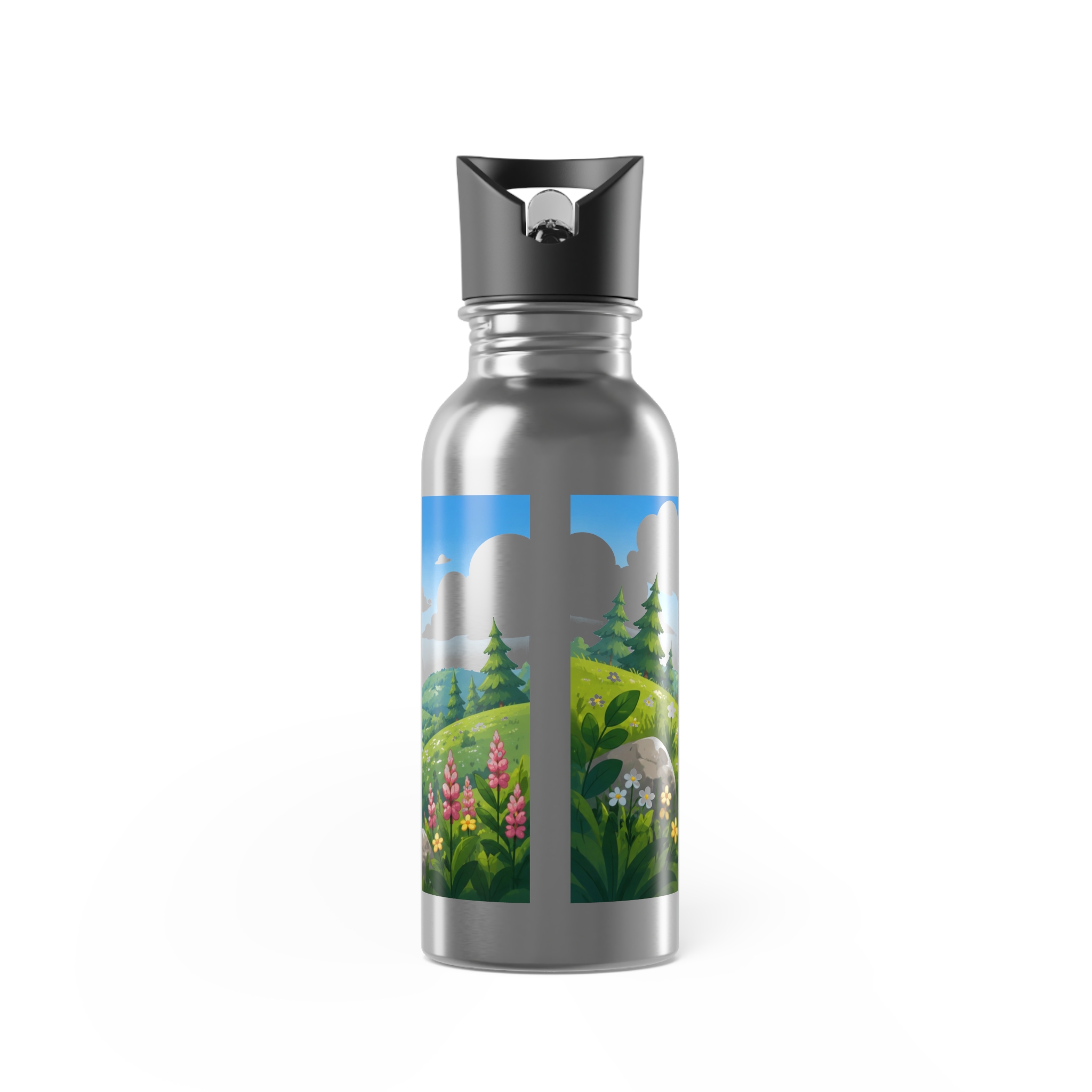 Personalized 20oz Stainless Steel Water Bottle with Straw — 'Iggy & Penny' Cute Cartoon Floral Design - Image 2