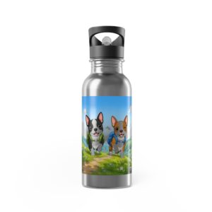 Personalized 20oz Stainless Steel Water Bottle with Straw — 'Iggy & Penny' Cute Cartoon Floral Design