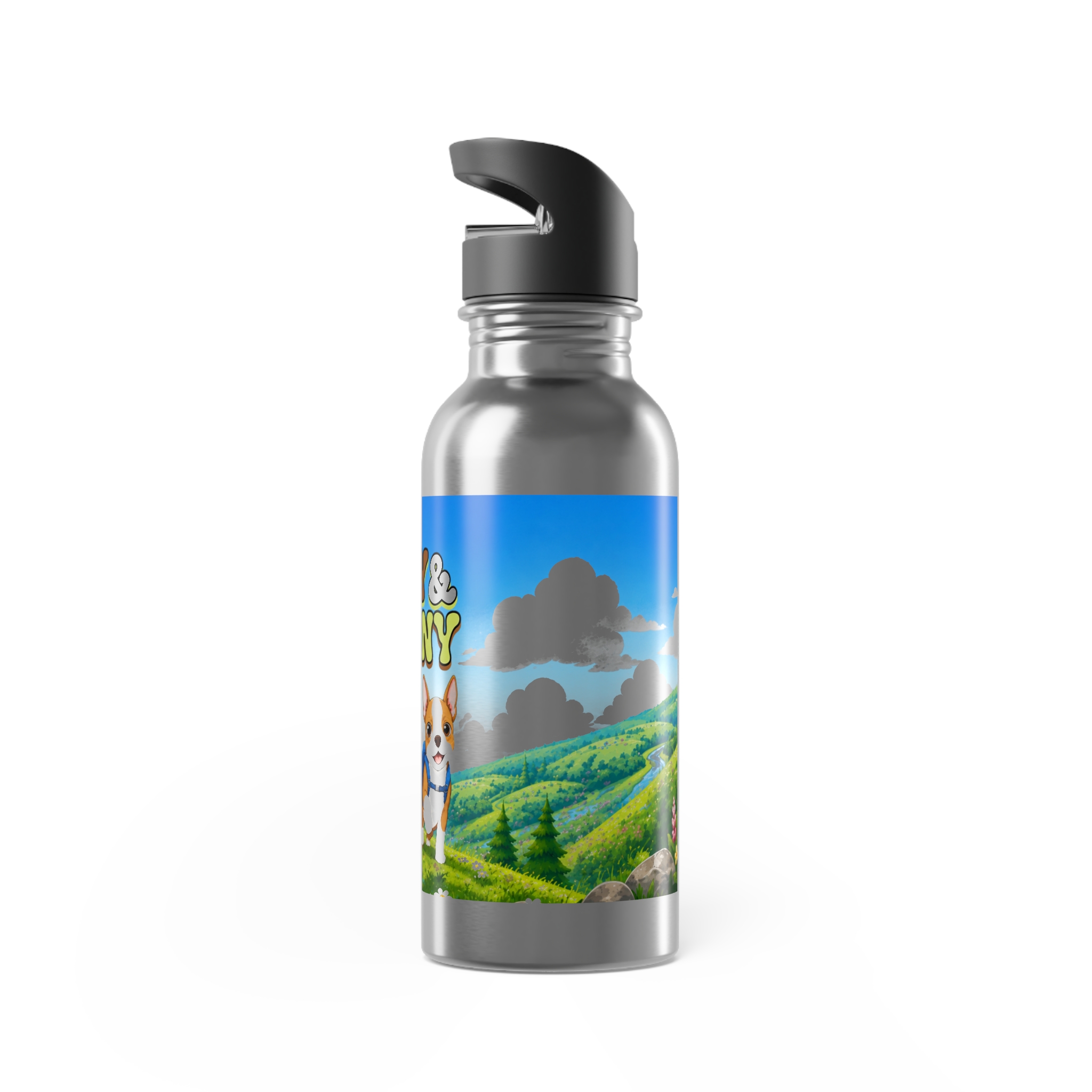 Personalized 20oz Stainless Steel Water Bottle with Straw — 'Iggy & Penny' Cute Cartoon Floral Design - Image 4