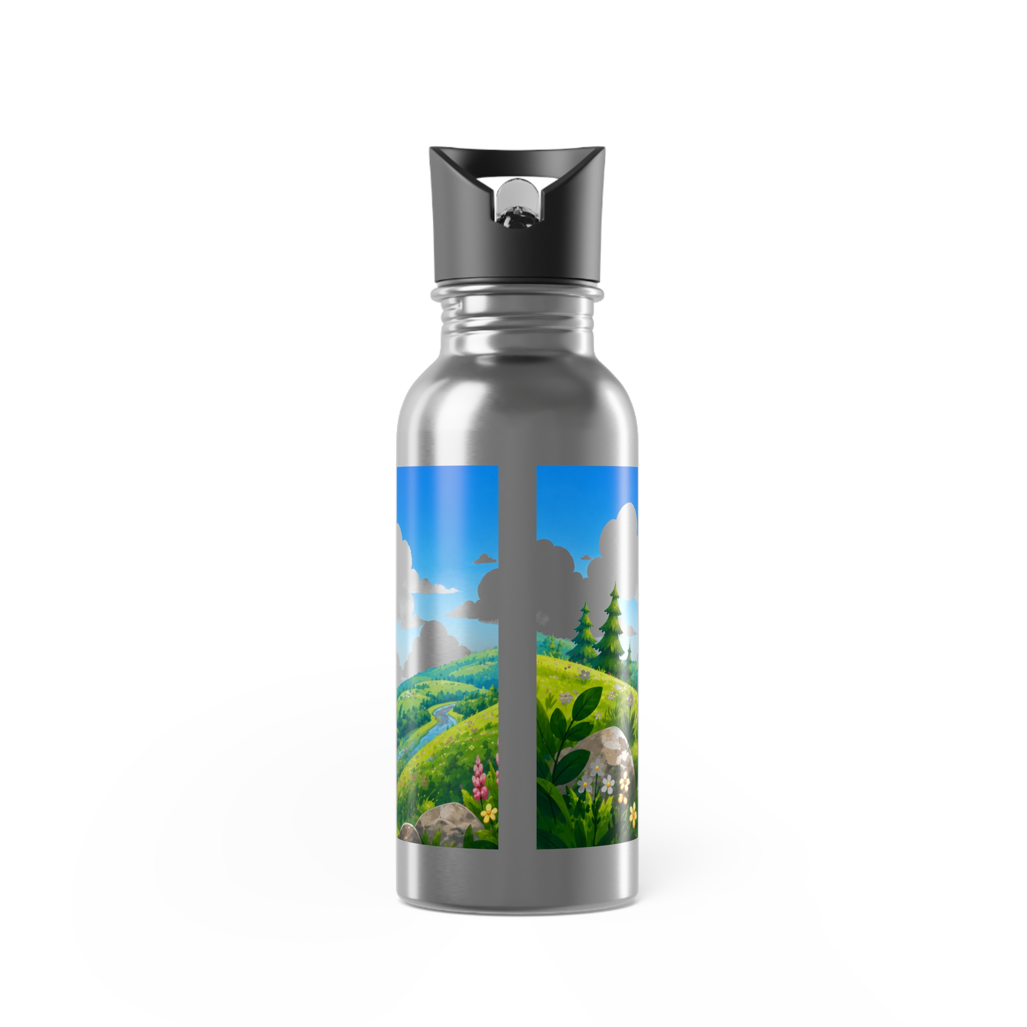 Personalized 20oz Stainless Steel Water Bottle with Straw — 'Iggy & Penny' Cute Cartoon Floral Design - Image 2