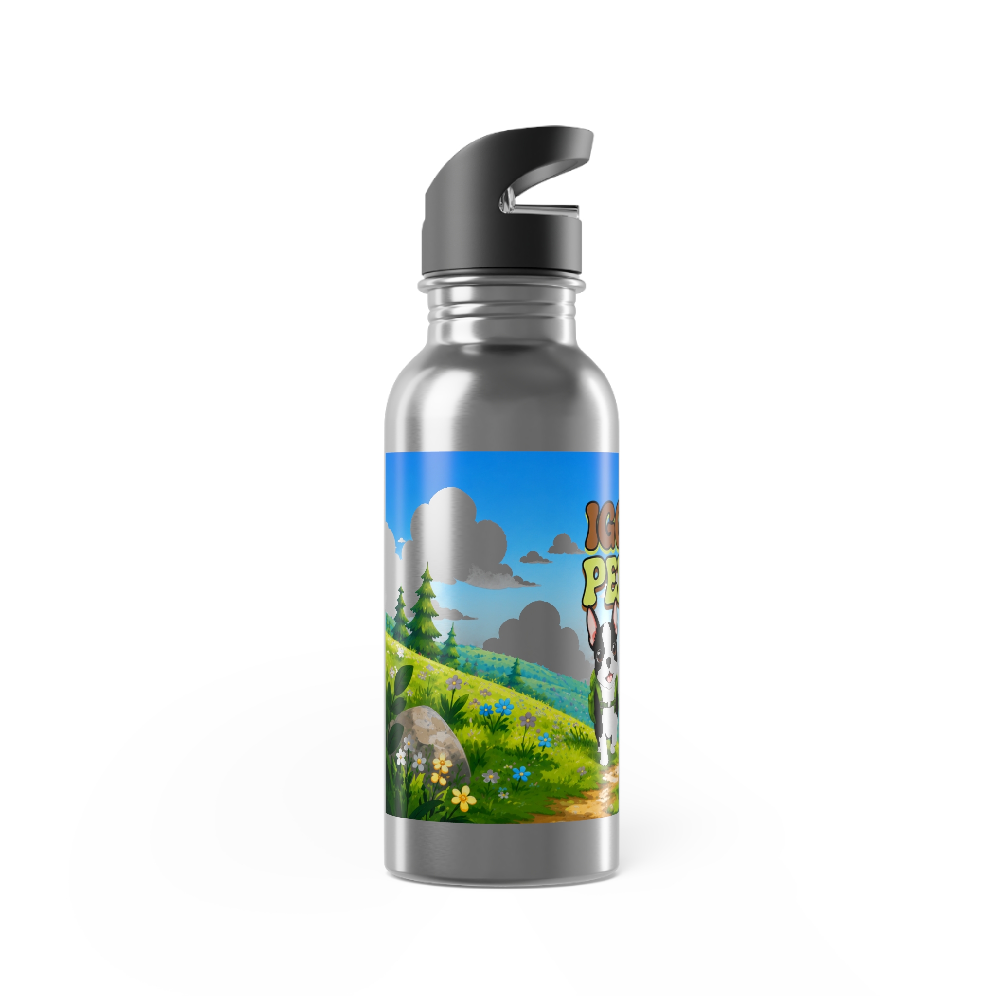 Personalized 20oz Stainless Steel Water Bottle with Straw — 'Iggy & Penny' Cute Cartoon Floral Design - Image 3