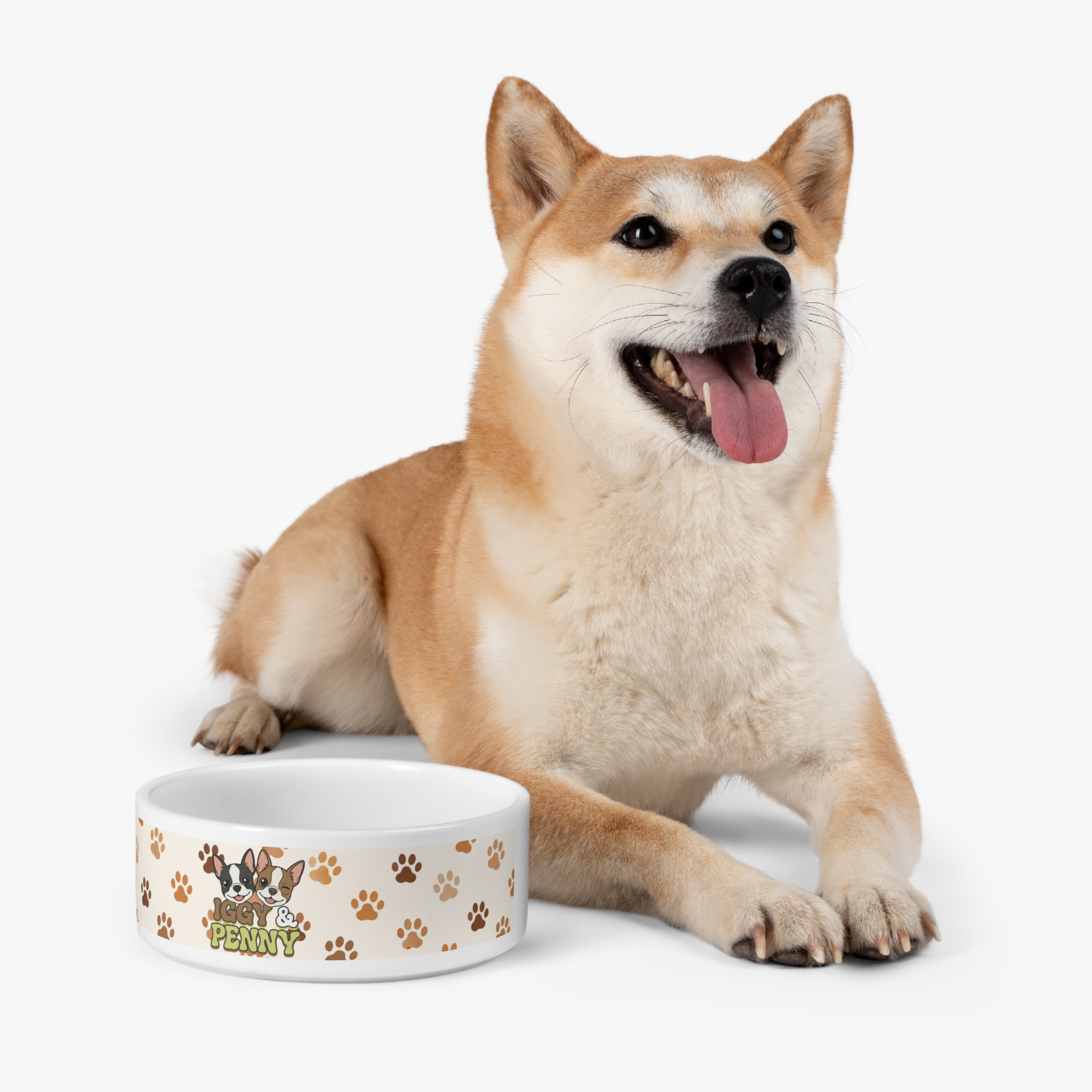 Paw Print Pet Bowl — Beige & Brown Patterned Dog/Cat Feeding Dish - Image 5