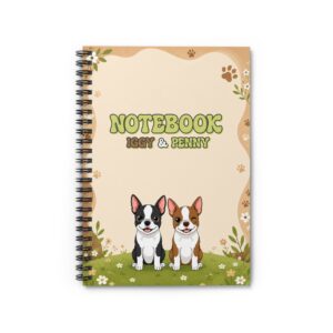 Boston Terriers Pals Spiral Notebook — Cute Ruled Journal with Paw Print Design