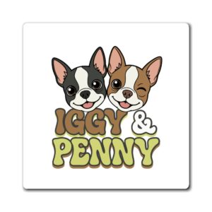 Iggy & Penny Cute Boston Terrier Magnet — Personalized Dog Fridge Magnet